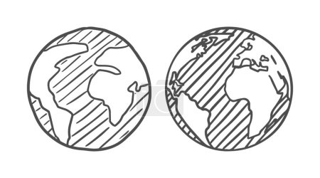Illustration for Black Sketch Globe Illustration. Planet Earth - Royalty Free Image