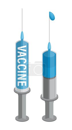 Téléchargez les illustrations : Injections médicales avec des vaccins bleus ou conception de médicaments - en licence libre de droit