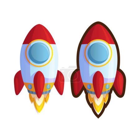 Illustration for Cute Rocket Cartoon Vector Illustration. Flat Cartoon Style - Royalty Free Image