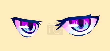Illustration for Anime girl's eyes in a manga comic book frame. Fancy illustration in cartoon style - Royalty Free Image