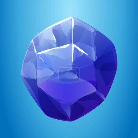 Ilustración de Gema de cristal, piedras preciosas mágicas azules aisladas - Imagen libre de derechos