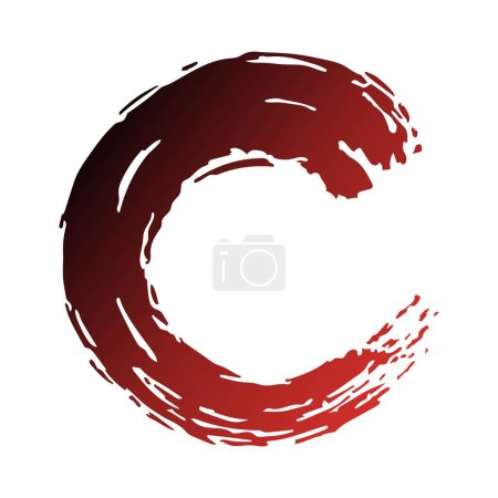 Illustration for Red ink round stroke on white background. Vector illustration of grunge circle stains. Enso calligraphy element japanese or chinese style - Royalty Free Image