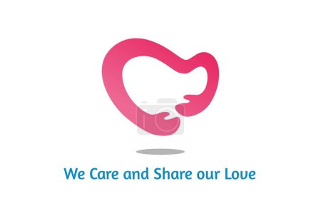 Ilustración de Combinación de mano y corazón amor logo para cuidar, compartir, amar. cuidado de la salud moderno, simple, plano, ilustración abstracta - Imagen libre de derechos