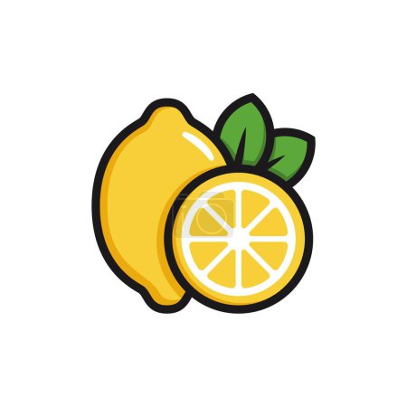 Illustration for Lemon logo. Fresh lemon fruits on summer season. Summer fruit. sliced - Royalty Free Image