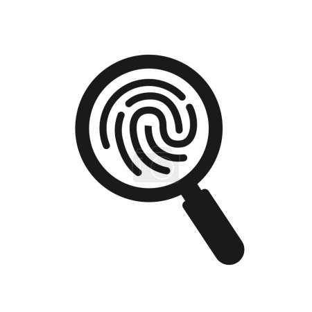 Illustration for Magnifying glass and Finger Print Search icon. Crime detection flat and simple icon - Royalty Free Image