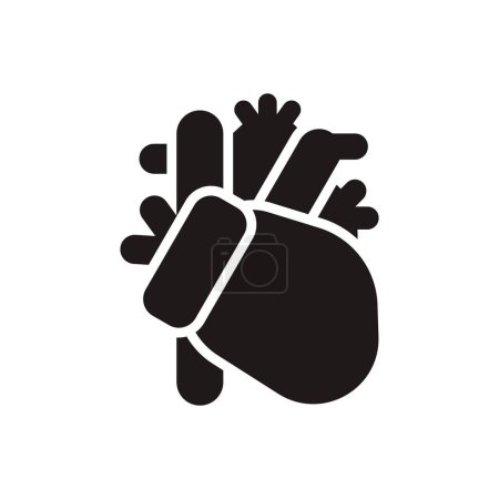 Ilustración de Icono médico de silueta de corazón. Órgano cardíaco humano simple. Icono médico y de salud - Imagen libre de derechos