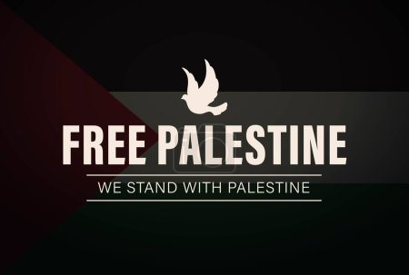 Téléchargez les illustrations : Free Palestine Design. Debout avec bannière palestine. Arrêtez l'illustration de guerre - en licence libre de droit