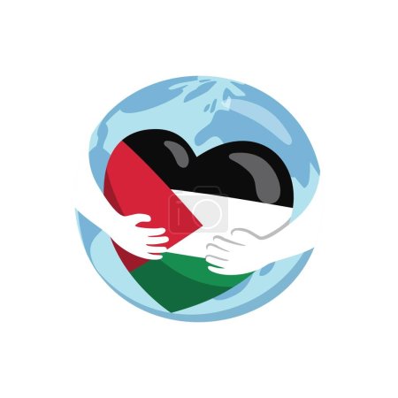 Téléchargez les illustrations : Free Palestine Design. Tenez-vous avec Palestine. Illustration No War with love hands - en licence libre de droit