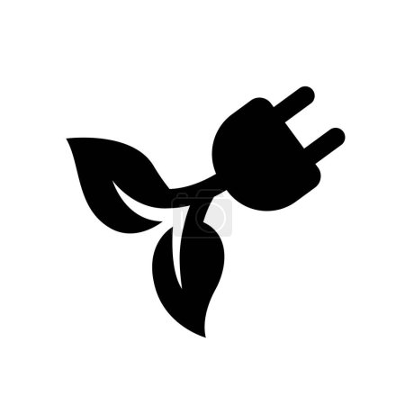 Illustration for Eco Energy Logo. Plug Icon with Leaf - Royalty Free Image