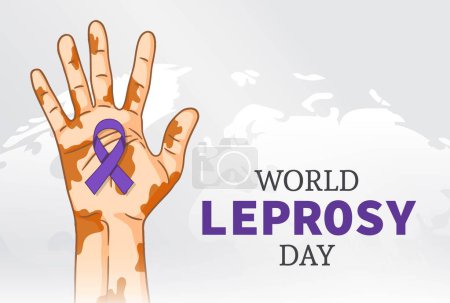 Illustration for World Leprosy Day Vector Illustration. Healthcare leprosy hand with purple ribbon. Awareness concept design - Royalty Free Image