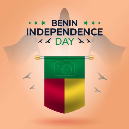 Téléchargez les illustrations : Modèle de conception de bannière de jour de l'indépendance du Bénin. Fête nationale du drapeau béninois - en licence libre de droit