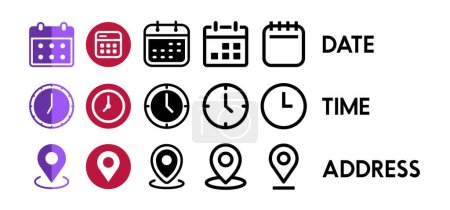 Illustration for Date, Time, Address or Place Icons Symbol 03 - Royalty Free Image