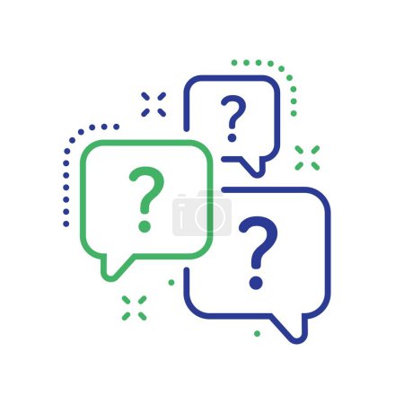 Illustration for Question bubbles line icon. Ask help sign. Faq questionnaire symbol. Quality design element. Line style question bubbles icon. Editable stroke. Vector - Royalty Free Image