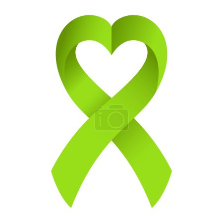 Green Awareness Ribbon Love Shaped