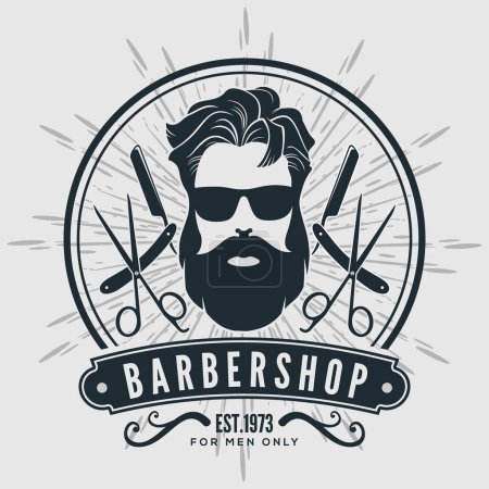 Illustration for Barbershop poster, banner template with Bearded men. - Royalty Free Image