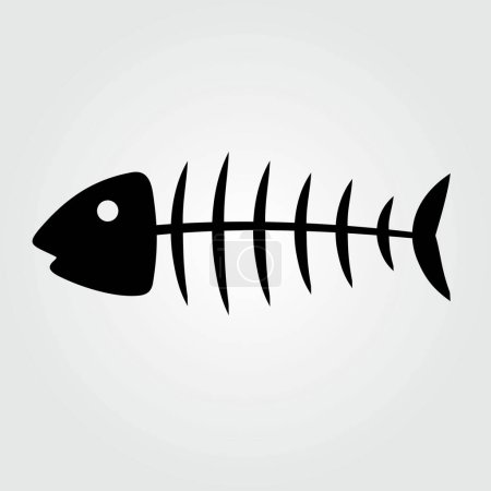 Icono esqueleto de pescado aislado sobre fondo blanco. Ilustración vectorial