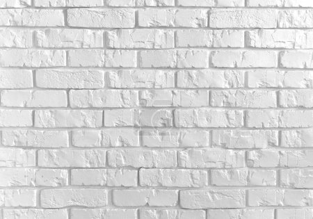 Photo for Background of White brick wall with peeling plaster, stone texture. Concrete loft style design ideas living home. Place for design - Royalty Free Image