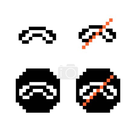 Illustration for Telephone call pixel icon set. Decline, answer vector sign. Video conference, videotelephony conversation. User interface mobile app, messenger. Retro computer game 8 bit design. Mobile phone talk. - Royalty Free Image
