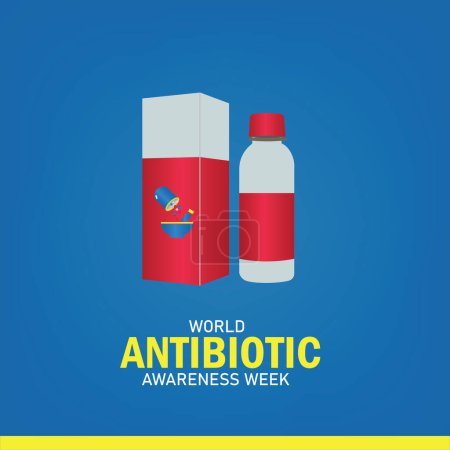 Ilustración de Ilustración vectorial de la Semana Mundial de la Concienciación sobre los Antibióticos. Diseño simple y elegante - Imagen libre de derechos