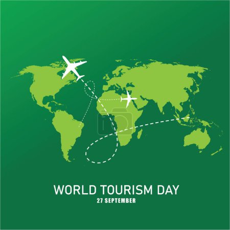 Téléchargez les illustrations : Illustration vectorielle de la Journée mondiale du tourisme. design simple et élégant - en licence libre de droit