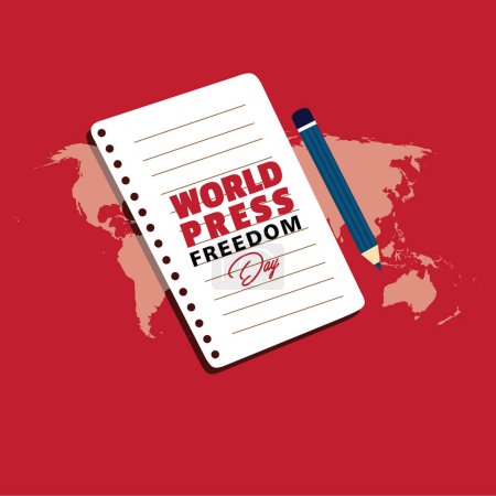 Téléchargez les illustrations : Illustration créative de la Journée mondiale de la liberté de la presse vectorielle avec concept plat. Design avec une photo micro. simple et élégant - en licence libre de droit