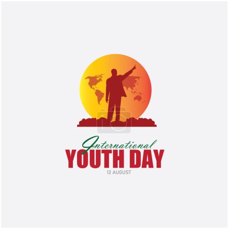 Foto de Ilustración de una feliz tarjeta de felicitación del día de la juventud con un joven de pie. Diseño vectorial simple y elegante Día de la Juventud - Imagen libre de derechos