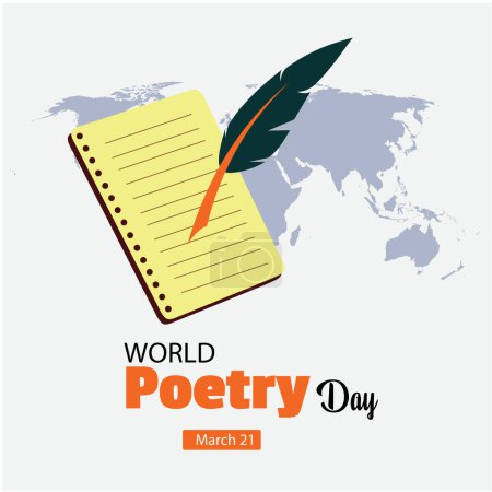 Téléchargez les illustrations : Journée mondiale de la poésie, 21 mars. Illustration vectorielle. design simple et élégant - en licence libre de droit
