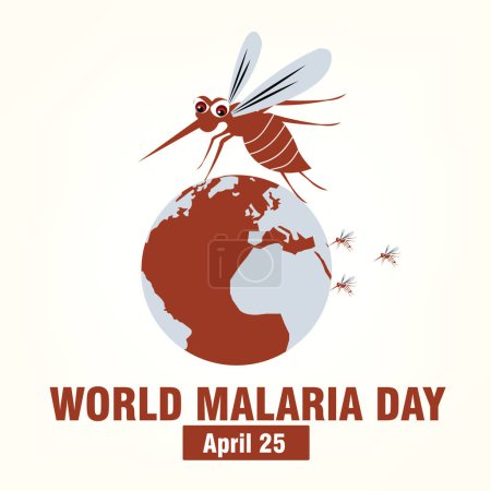 Téléchargez les illustrations : Salutations pour la Journée mondiale du paludisme. Illustration vectorielle. photos de moustiques - en licence libre de droit