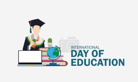 Foto de Vector Illustration of International Day of Education. Simple and Elegant Design - Imagen libre de derechos