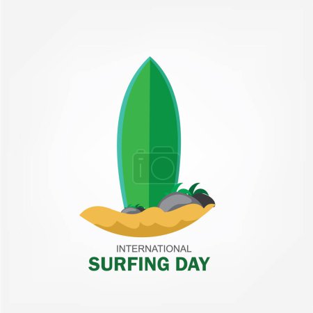 International Surfing Day vector graphic is great for International Surfing Day celebrations. flat design. flyer design. flat illustration. Simple and Elegant Design