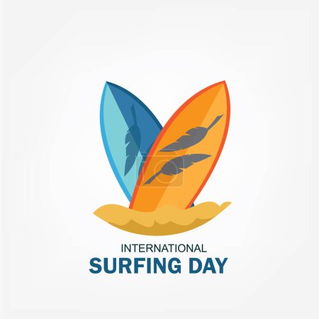 Téléchargez les illustrations : Le graphique vectoriel de la Journée internationale du surf est idéal pour les célébrations de la Journée internationale du surf. design plat. conception de flyer. illustration plate. Design simple et élégant - en licence libre de droit