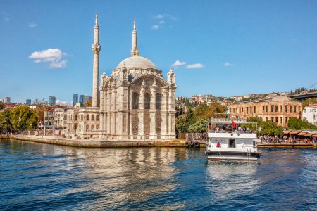 Ortakoy mosque on the shore of Bosphorus in Istanbul, Turkey
