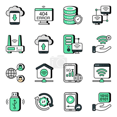Illustration for Pack of Data and Networking Flat Icons - Royalty Free Image