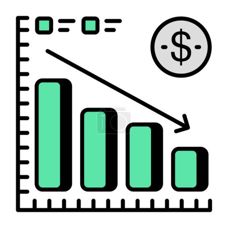 Photo for A flat design, icon of loss chart - Royalty Free Image