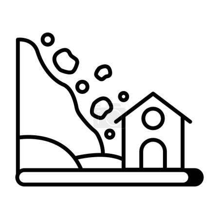 Illustration for A flat design icon of landslide - Royalty Free Image