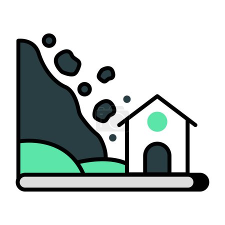 Illustration for A flat design icon of landslide - Royalty Free Image
