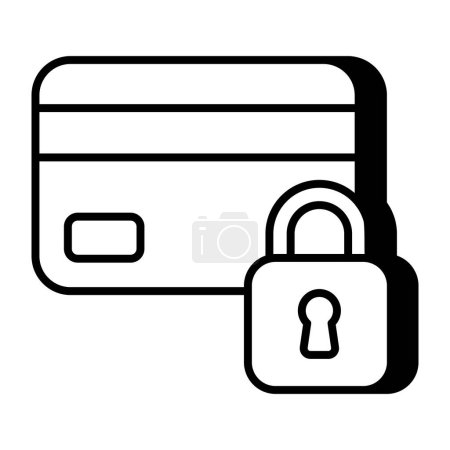Téléchargez les illustrations : Icône design unique de la carte ATM verrouillée - en licence libre de droit