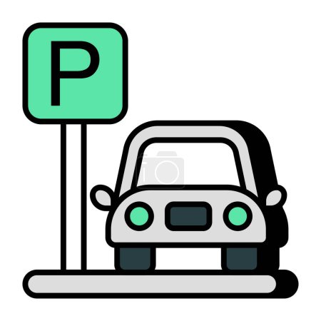Illustration for Premium download icon of car parking - Royalty Free Image