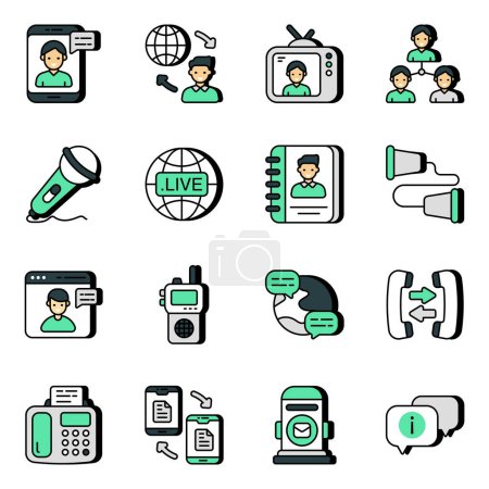 Illustration for A complete collection of communication flat icons is here. These icons feature chatting and forum discussion related concepts in an innovative design. This set has perfect vectors which will come in handy for your marketing projects - Royalty Free Image