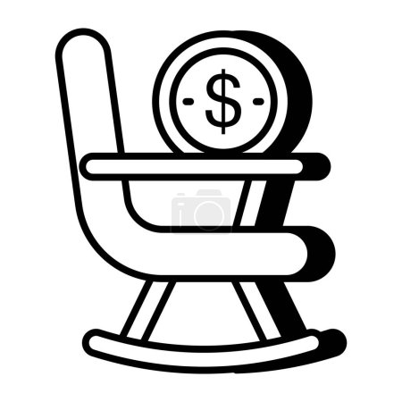 Téléchargez les illustrations : Chaise à bascule avec dollar mettant en valeur l'icône de la pension - en licence libre de droit