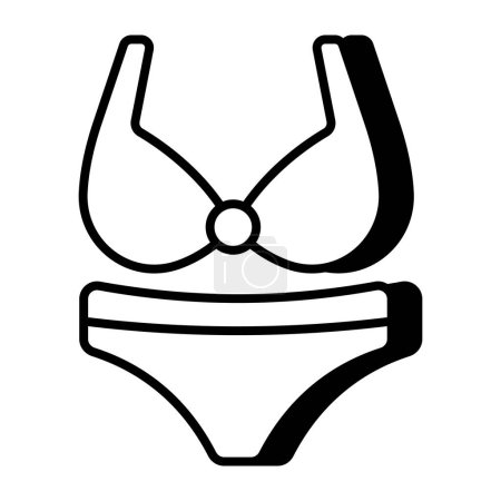 Illustration for Bra with pentie, icon of ladies undergarments - Royalty Free Image