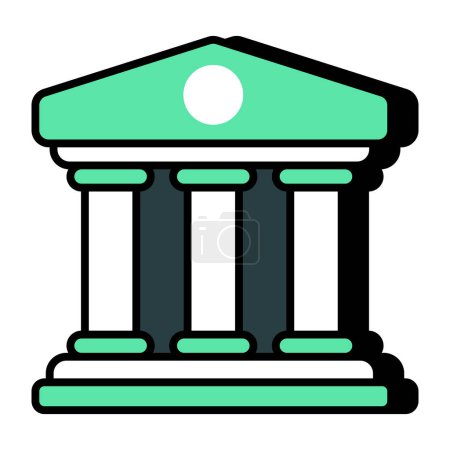Illustration for A flat design icon of bank building - Royalty Free Image