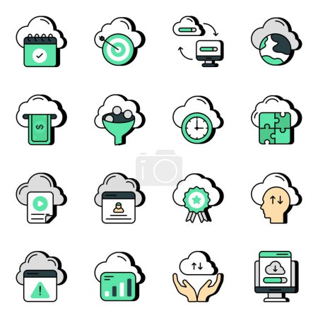 Illustration for Pack of Cloud Devices Flat Icons - Royalty Free Image