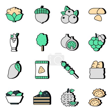 Ilustración de Pack de iconos planos de comida chatarra - Imagen libre de derechos
