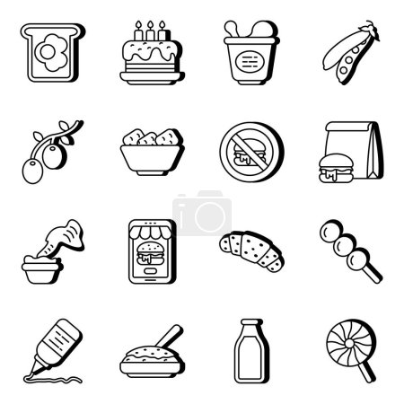 Téléchargez les photos : Pack of Food and Edible vector Icons - en image libre de droit
