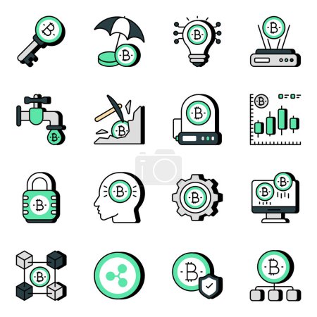 Illustration for Pack of Crypto vector Icons - Royalty Free Image