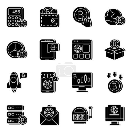 Illustration for Pack of Cryptocurrency Flat Icons - Royalty Free Image