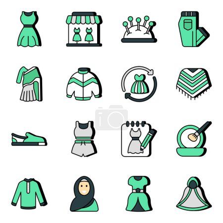 Illustration for Pack of Accessories Flat Icons - Royalty Free Image