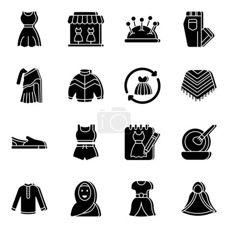 Illustration for Pack of Accessories Solid Icons - Royalty Free Image