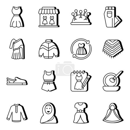 Illustration for Pack of Accessories Linear Icons - Royalty Free Image